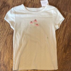Kids White T-Shirt with Pink Floral Design - new with tags